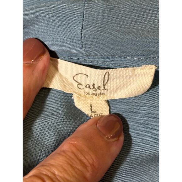 Easel blue babydoll top, romantic, bohemian, feminine, ruffles, effortless - Picture 5 of 6